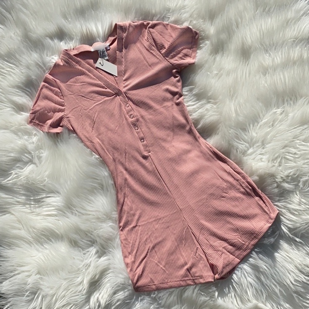 Button Ribbed Romper